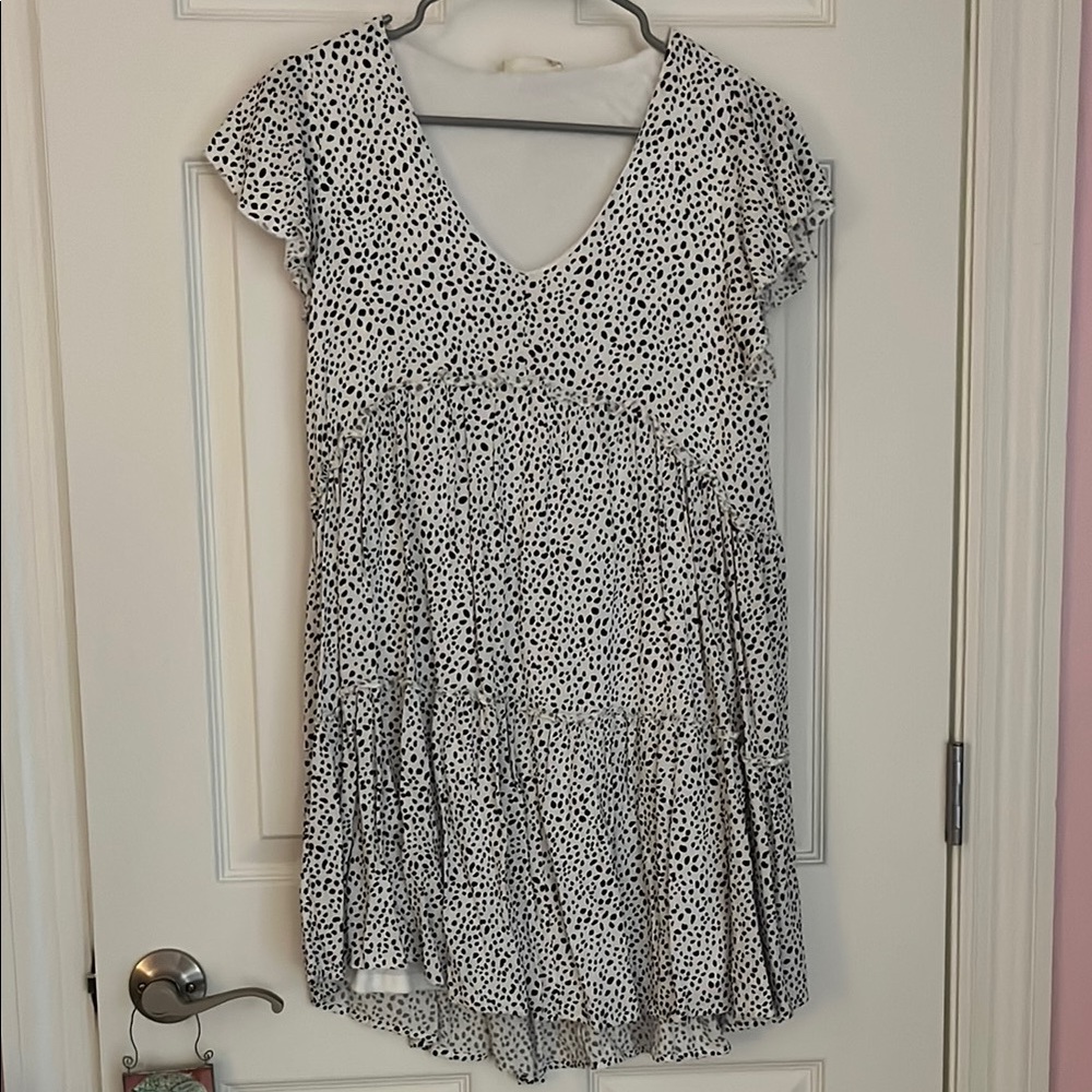 Elegant Black and White Polka Dot Dress